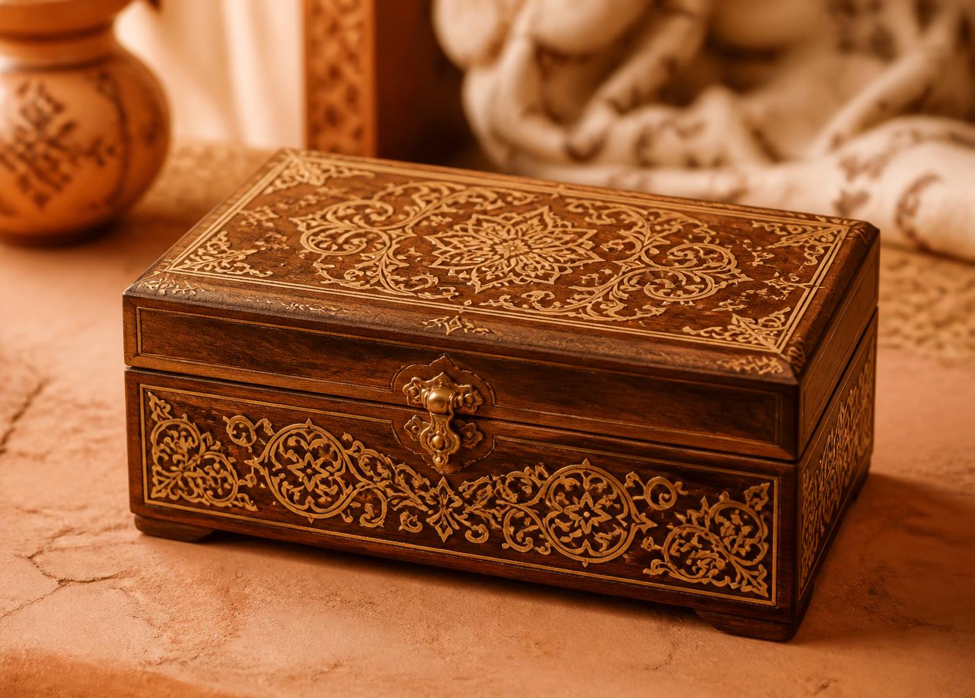 Qo'lda naqshlangan yog'och qutichа — Art Do'ppi